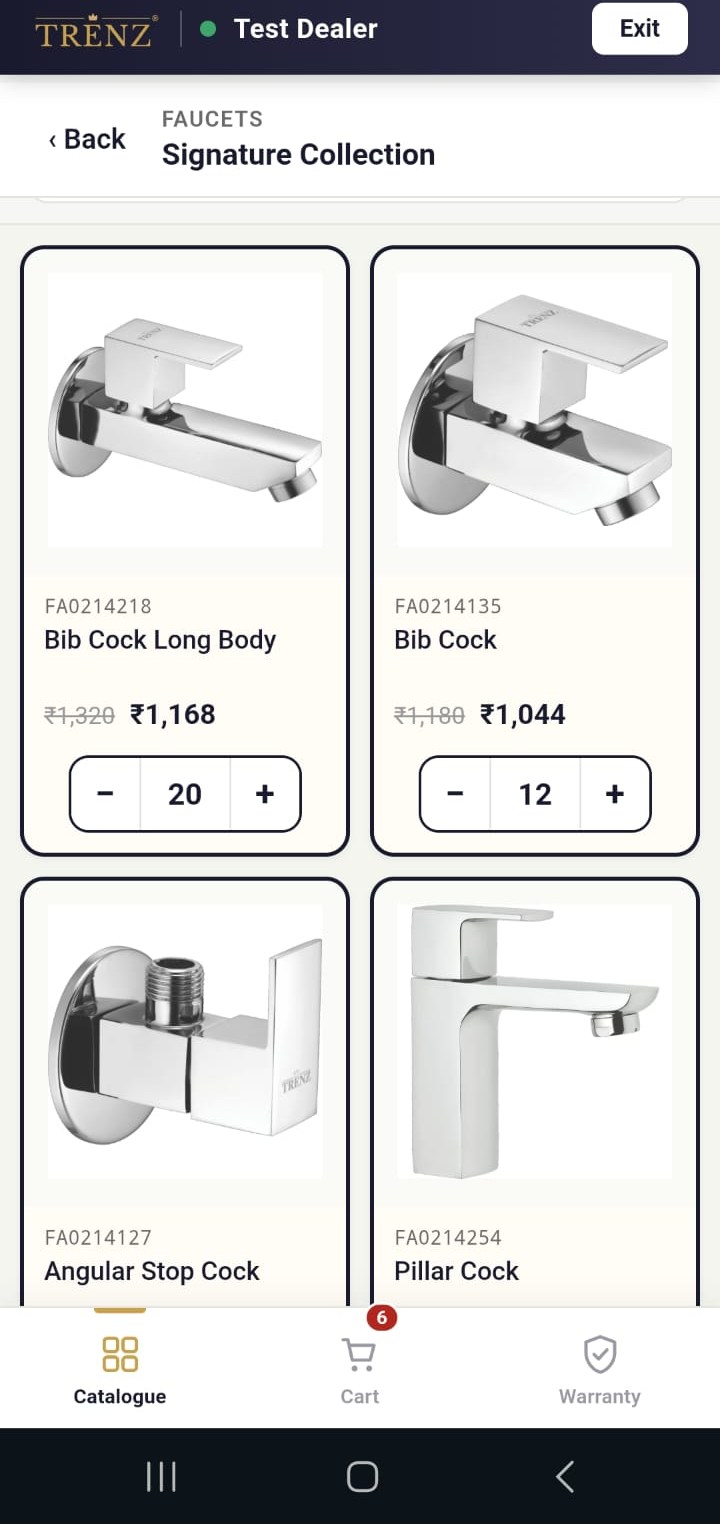 TRENZ Channel Partner App — browsing the Signature Collection